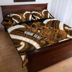 Karaka Aotearoa Atua Tumatauenga Personalised Quilt Bed Set Maori God Of War Tiki With Taiaha