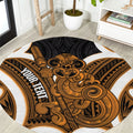 Karaka Aotearoa Atua Tumatauenga Personalised Round Carpet Maori God Of War Tiki With Taiaha