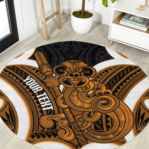 Karaka Aotearoa Atua Tumatauenga Personalised Round Carpet Maori God Of War Tiki With Taiaha