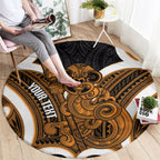 Karaka Aotearoa Atua Tumatauenga Personalised Round Carpet Maori God Of War Tiki With Taiaha