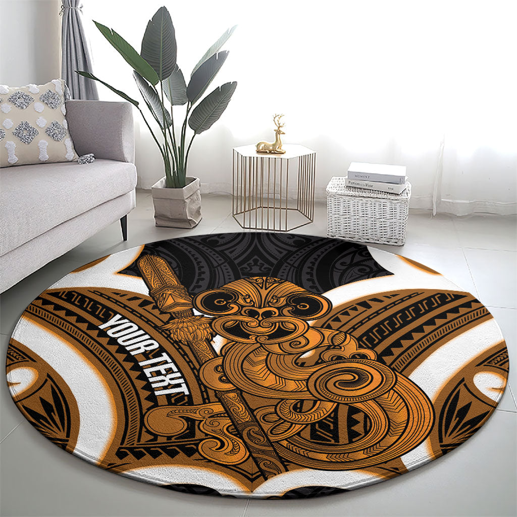 Karaka Aotearoa Atua Tumatauenga Personalised Round Carpet Maori God Of War Tiki With Taiaha
