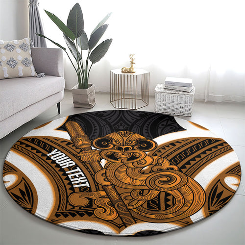 Karaka Aotearoa Atua Tumatauenga Personalised Round Carpet Maori God Of War Tiki With Taiaha