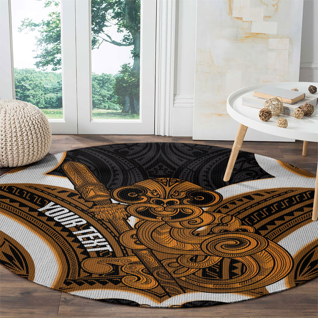 Karaka Aotearoa Atua Tumatauenga Personalised Round Carpet Maori God Of War Tiki With Taiaha