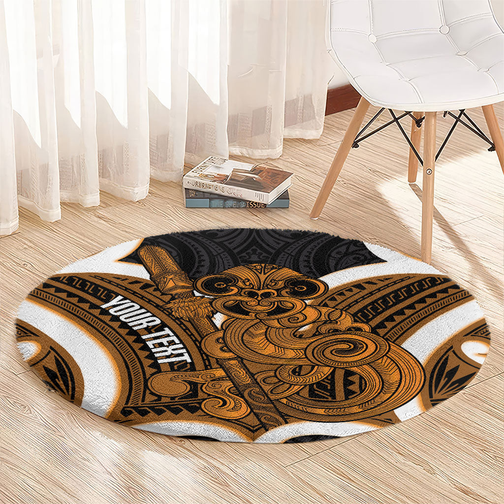 Karaka Aotearoa Atua Tumatauenga Personalised Round Carpet Maori God Of War Tiki With Taiaha