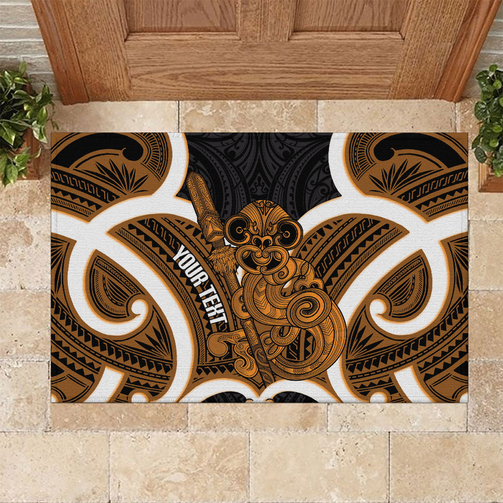 Karaka Aotearoa Atua Tumatauenga Personalised Rubber Doormat Maori God Of War Tiki With Taiaha