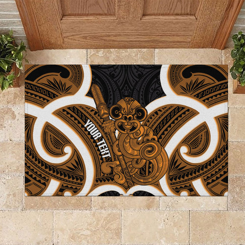 Karaka Aotearoa Atua Tumatauenga Personalised Rubber Doormat Maori God Of War Tiki With Taiaha