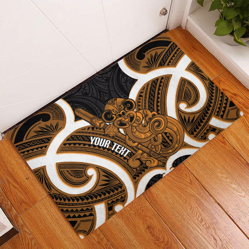 Karaka Aotearoa Atua Tumatauenga Personalised Rubber Doormat Maori God Of War Tiki With Taiaha