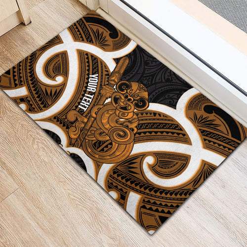 Karaka Aotearoa Atua Tumatauenga Personalised Rubber Doormat Maori God Of War Tiki With Taiaha