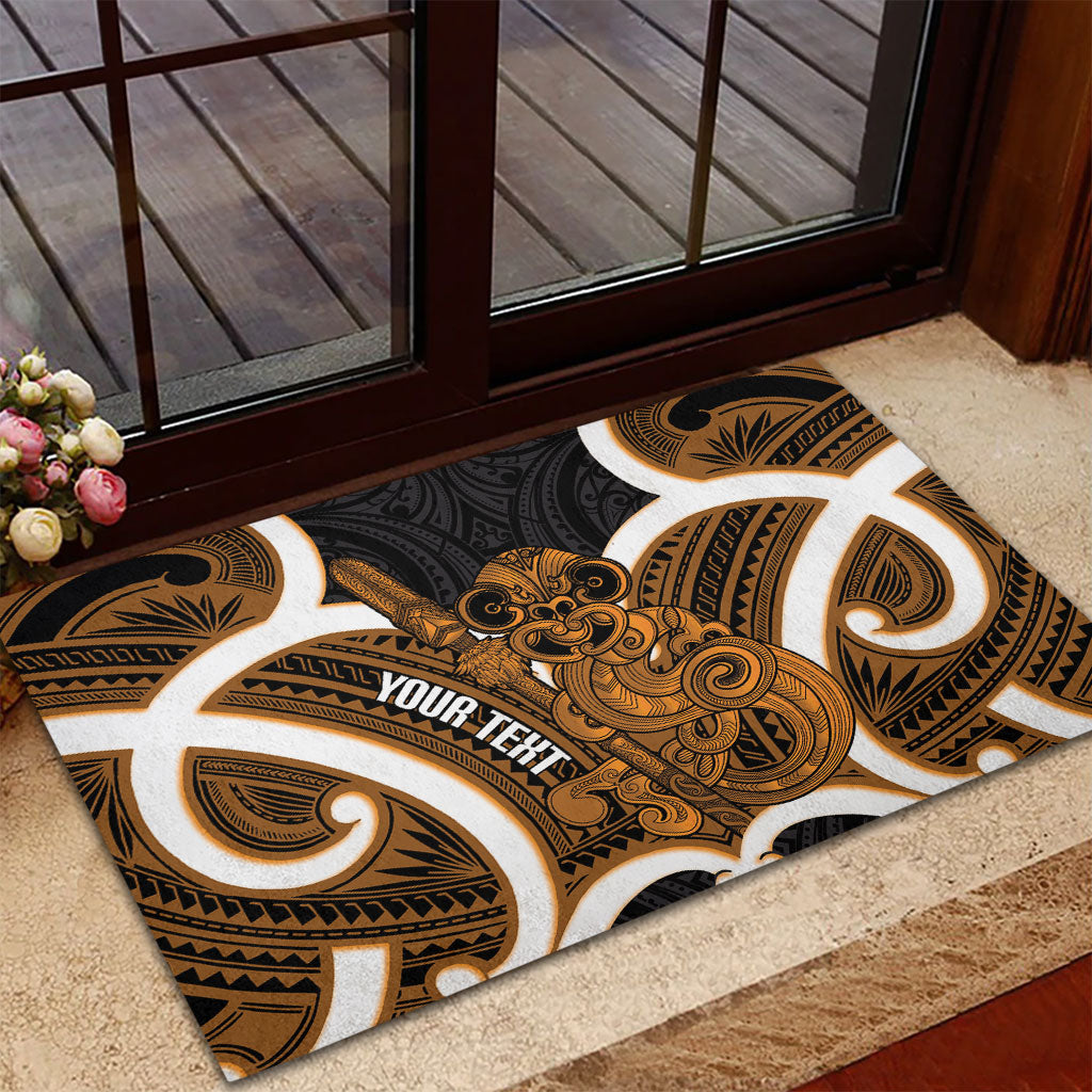 Karaka Aotearoa Atua Tumatauenga Personalised Rubber Doormat Maori God Of War Tiki With Taiaha
