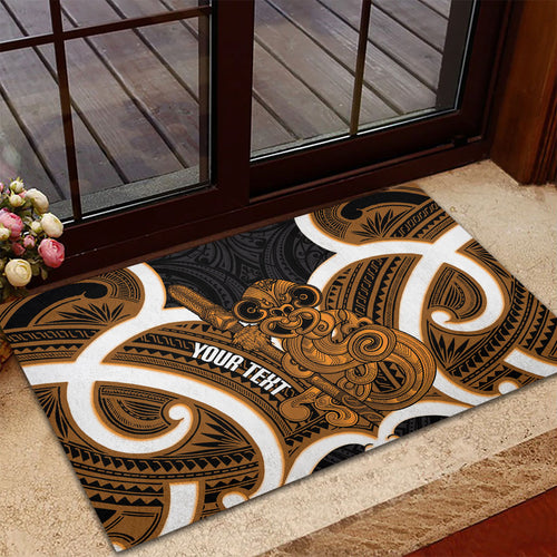 Karaka Aotearoa Atua Tumatauenga Personalised Rubber Doormat Maori God Of War Tiki With Taiaha