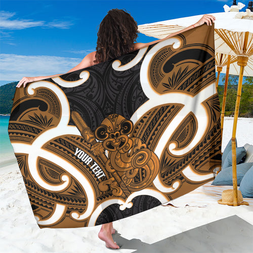 Karaka Aotearoa Atua Tumatauenga Personalised Sarong Maori God Of War Tiki With Taiaha