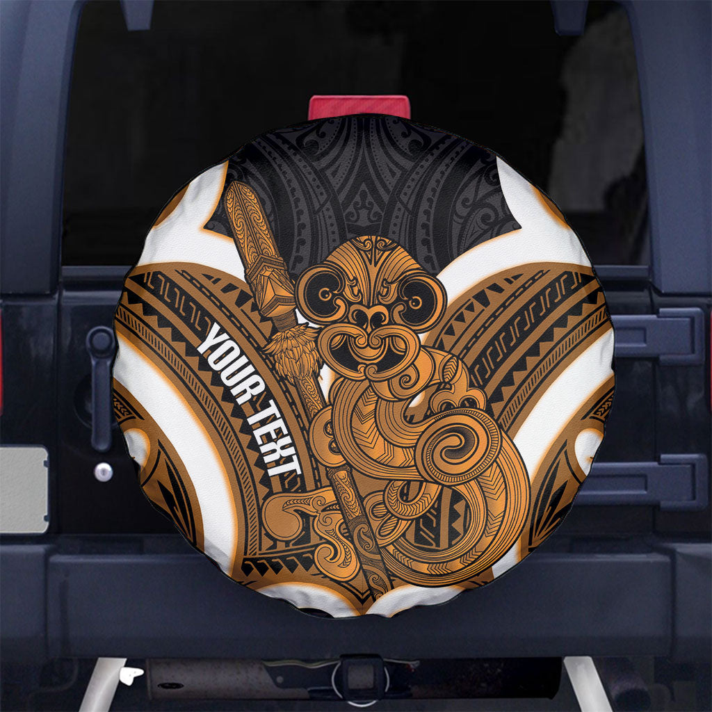Karaka Aotearoa Atua Tumatauenga Personalised Spare Tire Cover Maori God Of War Tiki With Taiaha