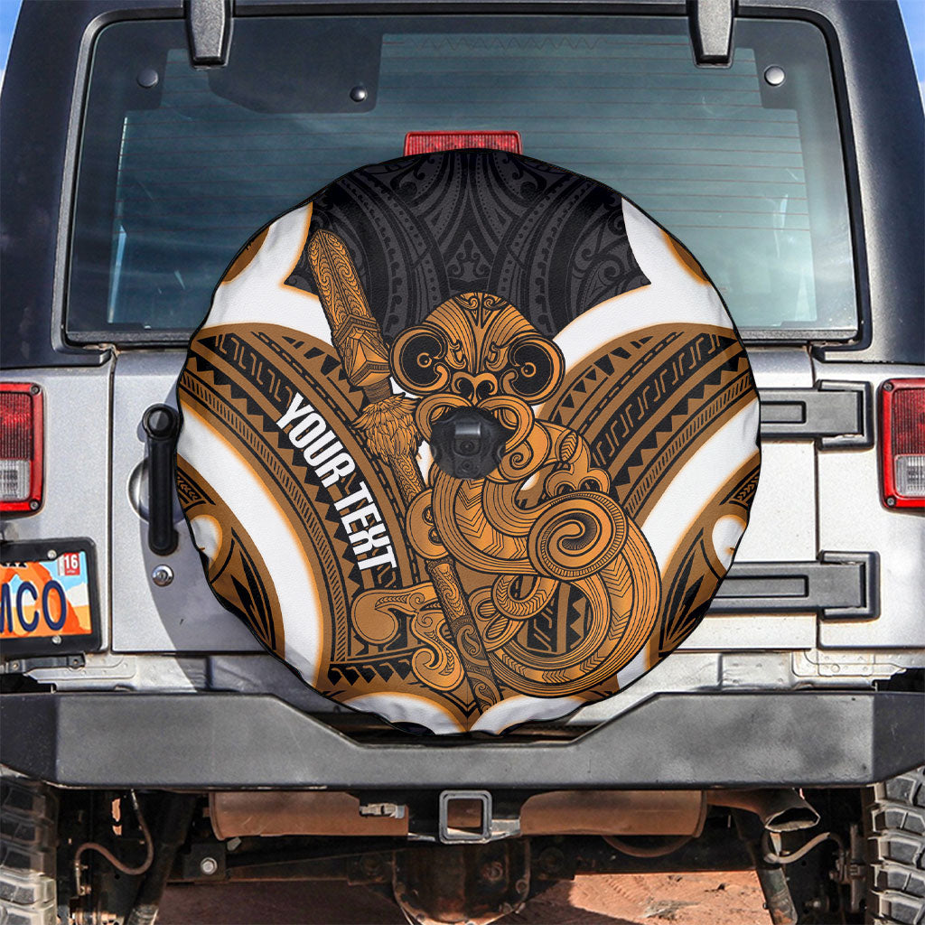 Karaka Aotearoa Atua Tumatauenga Personalised Spare Tire Cover Maori God Of War Tiki With Taiaha