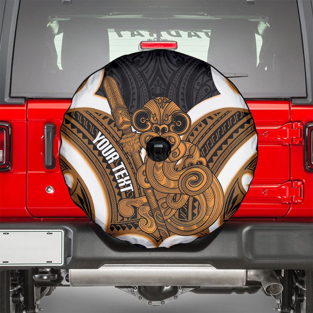 Karaka Aotearoa Atua Tumatauenga Personalised Spare Tire Cover Maori God Of War Tiki With Taiaha