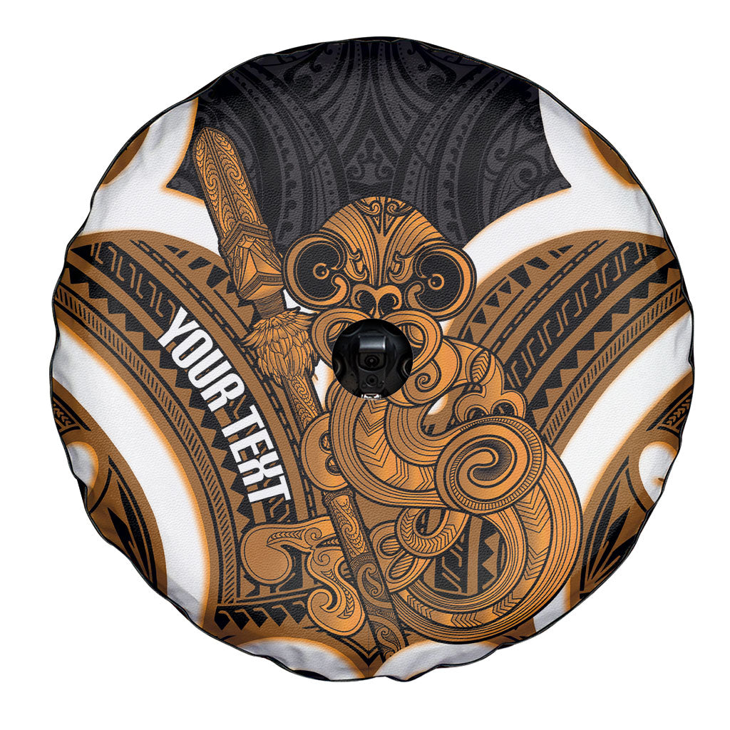 Karaka Aotearoa Atua Tumatauenga Personalised Spare Tire Cover Maori God Of War Tiki With Taiaha