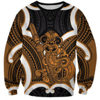 Karaka Aotearoa Atua Tumatauenga Personalised Sweatshirt Maori God Of War Tiki With Taiaha