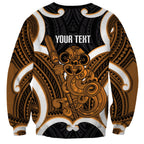 Karaka Aotearoa Atua Tumatauenga Personalised Sweatshirt Maori God Of War Tiki With Taiaha