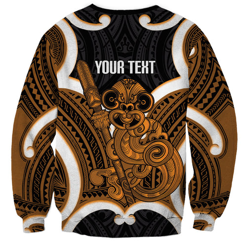 Karaka Aotearoa Atua Tumatauenga Personalised Sweatshirt Maori God Of War Tiki With Taiaha