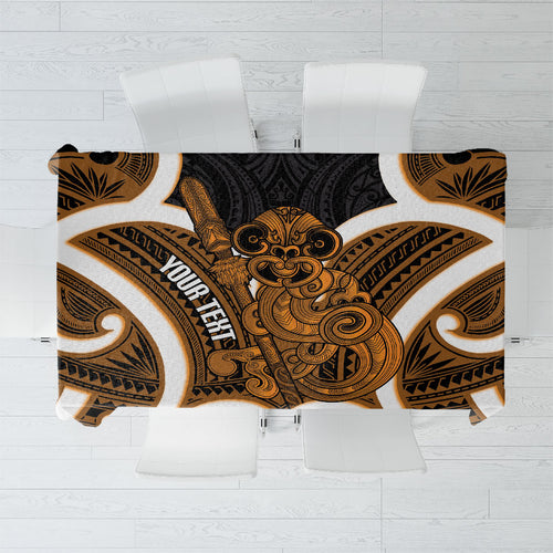 Karaka Aotearoa Atua Tumatauenga Personalised Tablecloth Maori God Of War Tiki With Taiaha