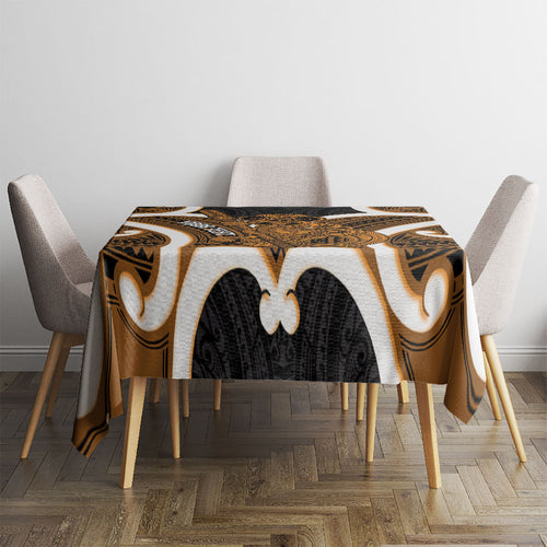 Karaka Aotearoa Atua Tumatauenga Personalised Tablecloth Maori God Of War Tiki With Taiaha