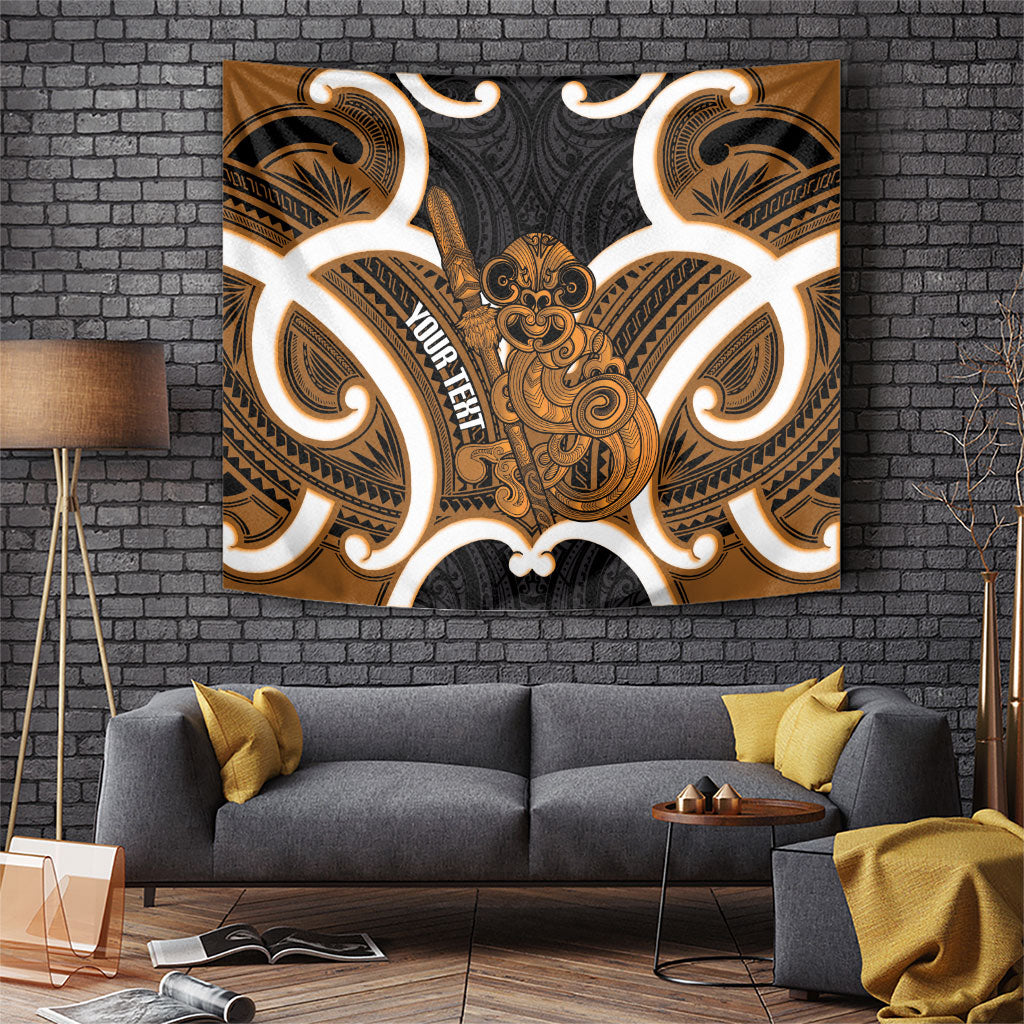 Karaka Aotearoa Atua Tumatauenga Personalised Tapestry Maori God Of War Tiki With Taiaha