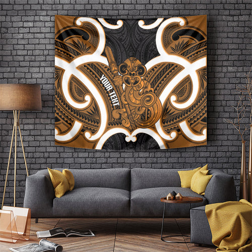 Karaka Aotearoa Atua Tumatauenga Personalised Tapestry Maori God Of War Tiki With Taiaha