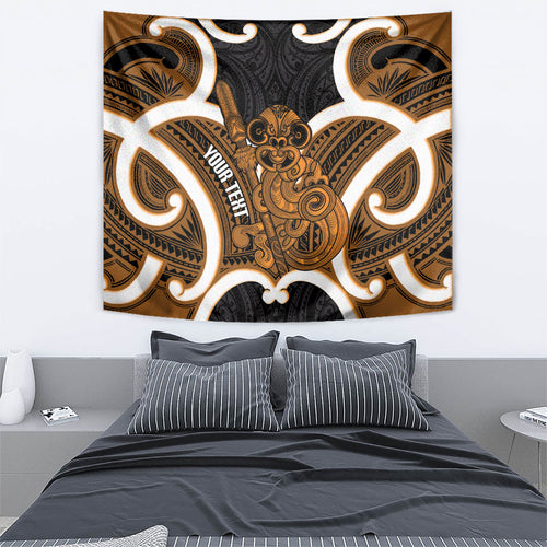 Karaka Aotearoa Atua Tumatauenga Personalised Tapestry Maori God Of War Tiki With Taiaha