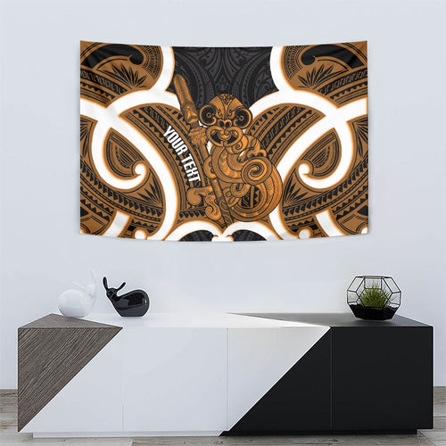 Karaka Aotearoa Atua Tumatauenga Personalised Tapestry Maori God Of War Tiki With Taiaha