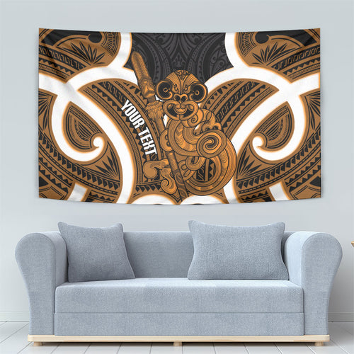 Karaka Aotearoa Atua Tumatauenga Personalised Tapestry Maori God Of War Tiki With Taiaha