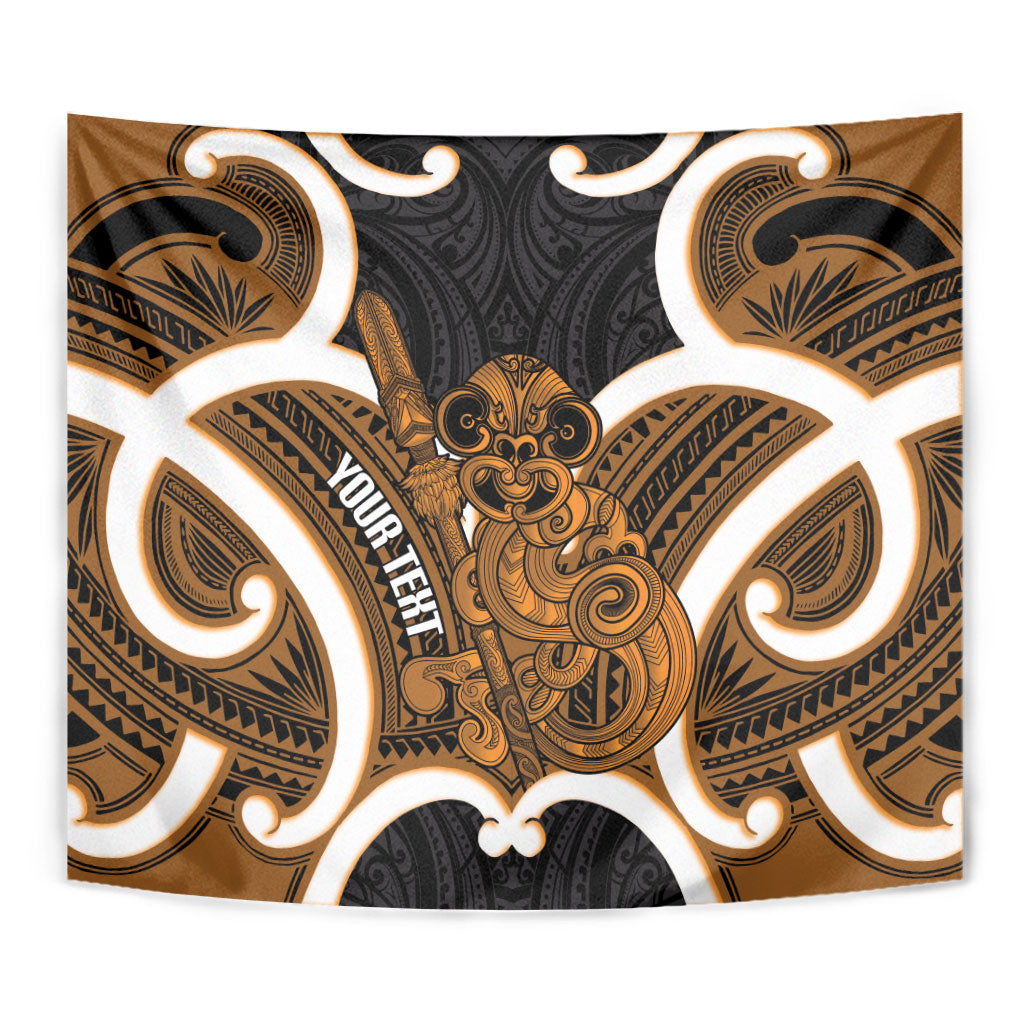 Karaka Aotearoa Atua Tumatauenga Personalised Tapestry Maori God Of War Tiki With Taiaha