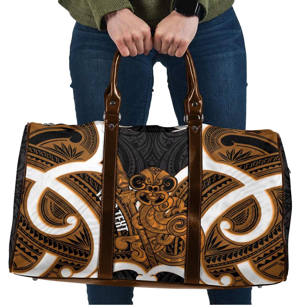 Karaka Aotearoa Atua Tumatauenga Personalised Travel Bag Maori God Of War Tiki With Taiaha