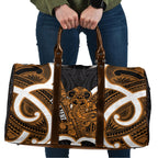 Karaka Aotearoa Atua Tumatauenga Personalised Travel Bag Maori God Of War Tiki With Taiaha