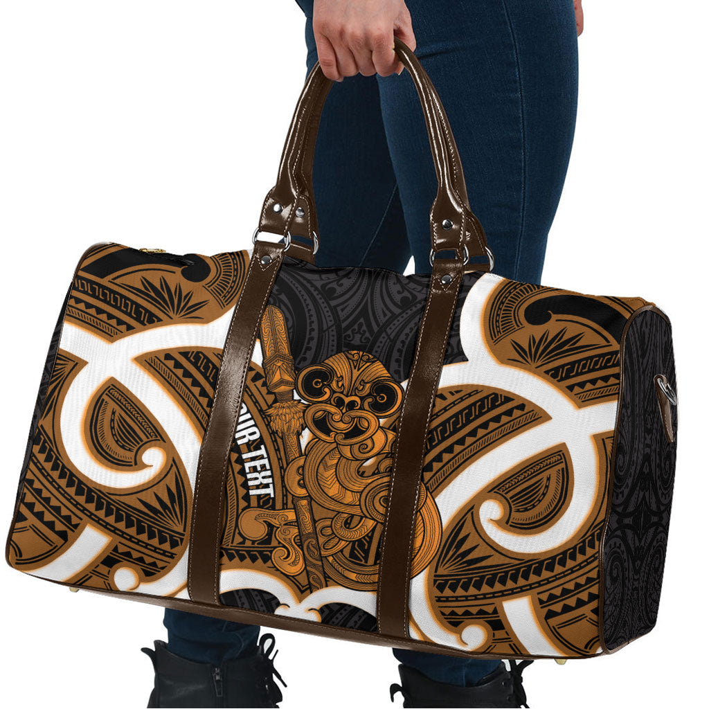 Karaka Aotearoa Atua Tumatauenga Personalised Travel Bag Maori God Of War Tiki With Taiaha