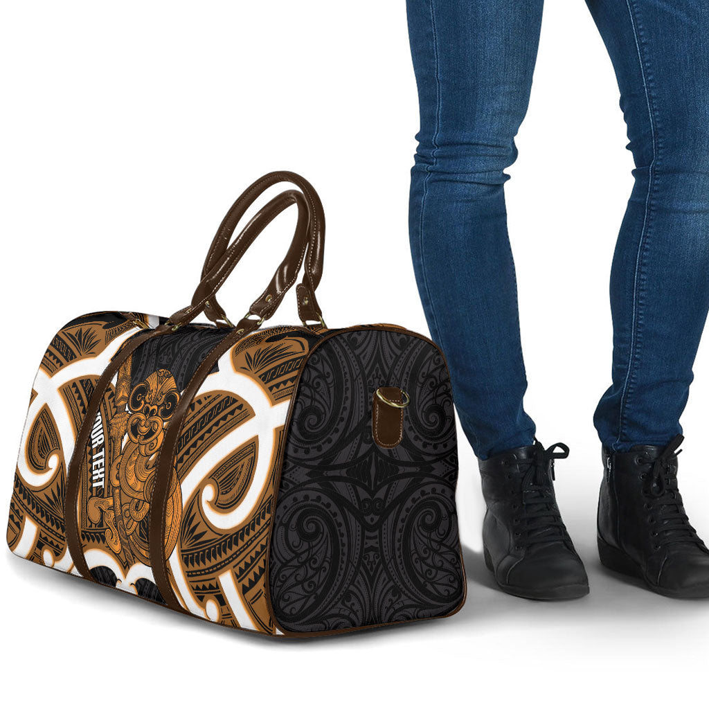 Karaka Aotearoa Atua Tumatauenga Personalised Travel Bag Maori God Of War Tiki With Taiaha