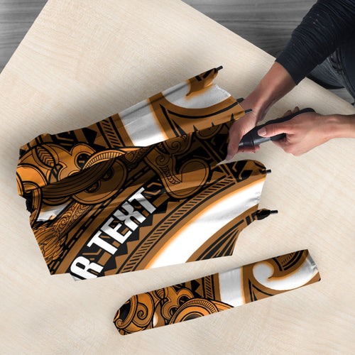 Karaka Aotearoa Atua Tumatauenga Personalised Umbrella Maori God Of War Tiki With Taiaha