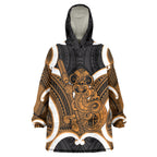 Karaka Aotearoa Atua Tumatauenga Personalised Wearable Blanket Hoodie Maori God Of War Tiki With Taiaha