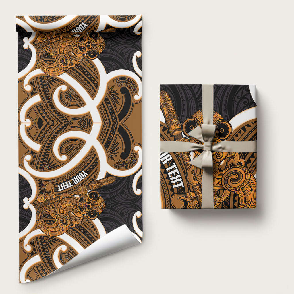 Karaka Aotearoa Atua Tumatauenga Personalised Wrapping Paper Maori God Of War Tiki With Taiaha