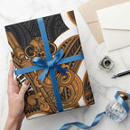 Karaka Aotearoa Atua Tumatauenga Personalised Wrapping Paper Maori God Of War Tiki With Taiaha