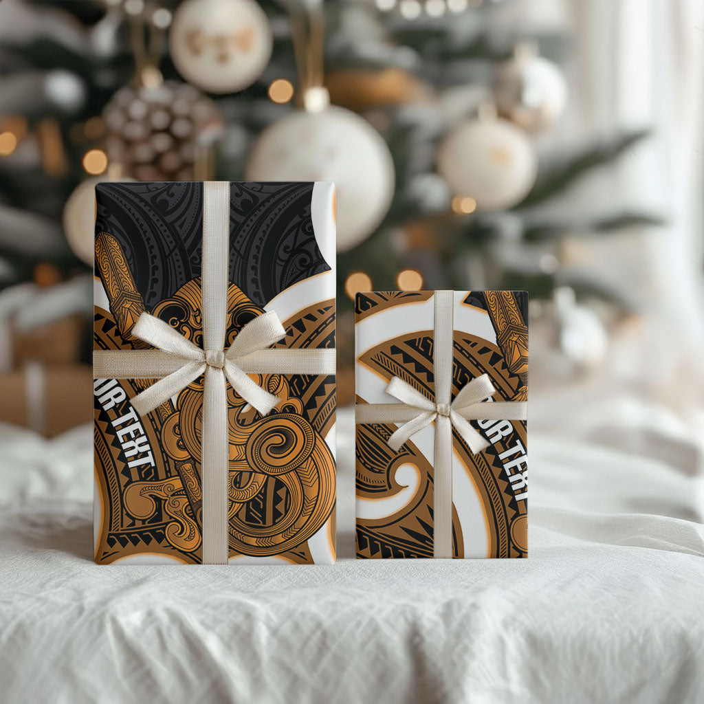 Karaka Aotearoa Atua Tumatauenga Personalised Wrapping Paper Maori God Of War Tiki With Taiaha