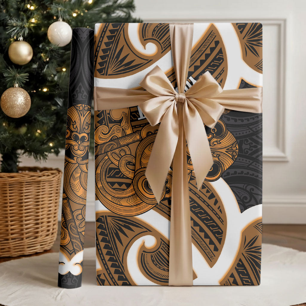Karaka Aotearoa Atua Tumatauenga Personalised Wrapping Paper Maori God Of War Tiki With Taiaha