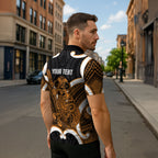 Karaka Aotearoa Atua Tumatauenga Personalised Zipper Polo Shirt Maori God Of War Tiki With Taiaha
