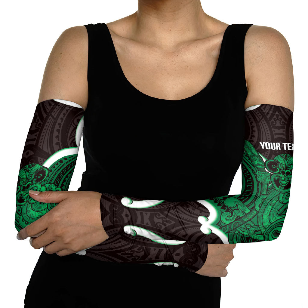 Kakariki Aotearoa Atua Tumatauenga Personalised Arm Sleeves Maori God Of War Tiki With Taiaha