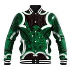 Kakariki Aotearoa Atua Tumatauenga Personalised Baseball Jacket Maori God Of War Tiki With Taiaha