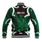 Kakariki Aotearoa Atua Tumatauenga Personalised Baseball Jacket Maori God Of War Tiki With Taiaha