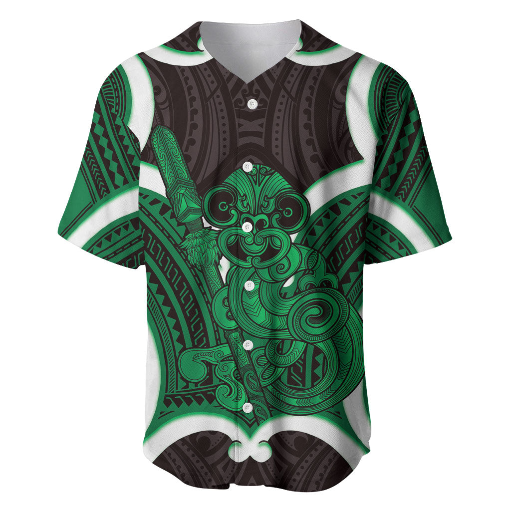 Kakariki Aotearoa Atua Tumatauenga Personalised Baseball Jersey Maori God Of War Tiki With Taiaha