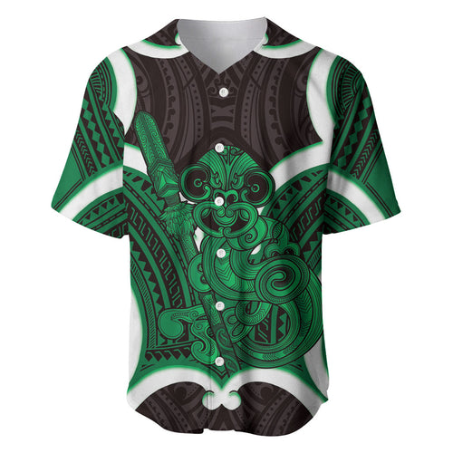 Kakariki Aotearoa Atua Tumatauenga Personalised Baseball Jersey Maori God Of War Tiki With Taiaha