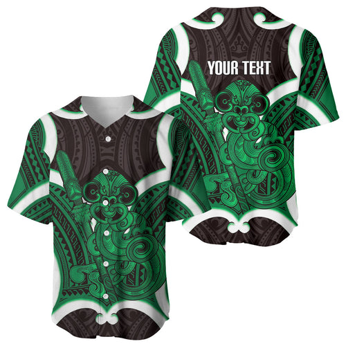 Kakariki Aotearoa Atua Tumatauenga Personalised Baseball Jersey Maori God Of War Tiki With Taiaha