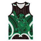 Kakariki Aotearoa Atua Tumatauenga Personalised Basketball Jersey Maori God Of War Tiki With Taiaha