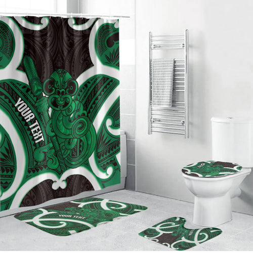 Kakariki Aotearoa Atua Tumatauenga Personalised Bathroom Set Maori God Of War Tiki With Taiaha
