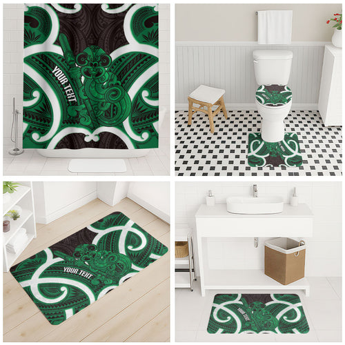 Kakariki Aotearoa Atua Tumatauenga Personalised Bathroom Set Maori God Of War Tiki With Taiaha